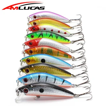 

10pcs/lot 70mm 8g Fishing Lure Set Minnow Artificial Lifelike Carp Fishing Tackle Crankbait Hard Bait Wobbler WE302DB