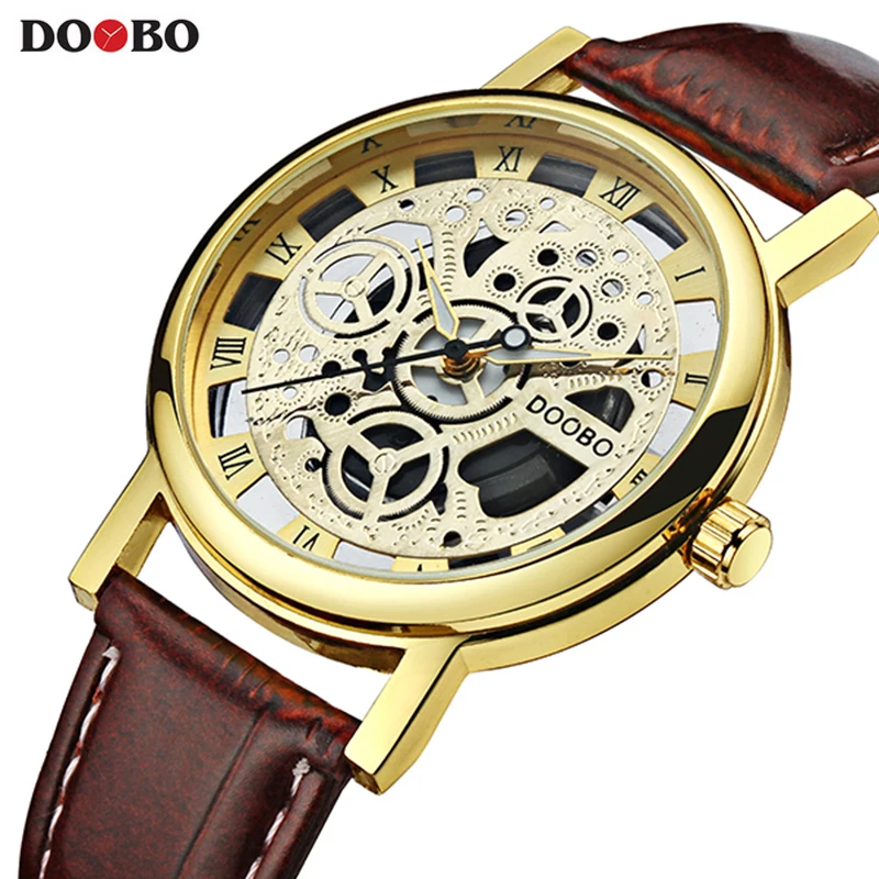 DOOBO наручные часы модные повседневные наручные часы для мужчин лучший бренд класса люкс мужские часы кварцевые часы для мужчин Hodinky Relogio masculino - Цвет: brown gold
