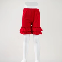 Яркие красные мягкие хлопковые шорты с оборками шорты с двойными оборками летние шорты для малышей девочек