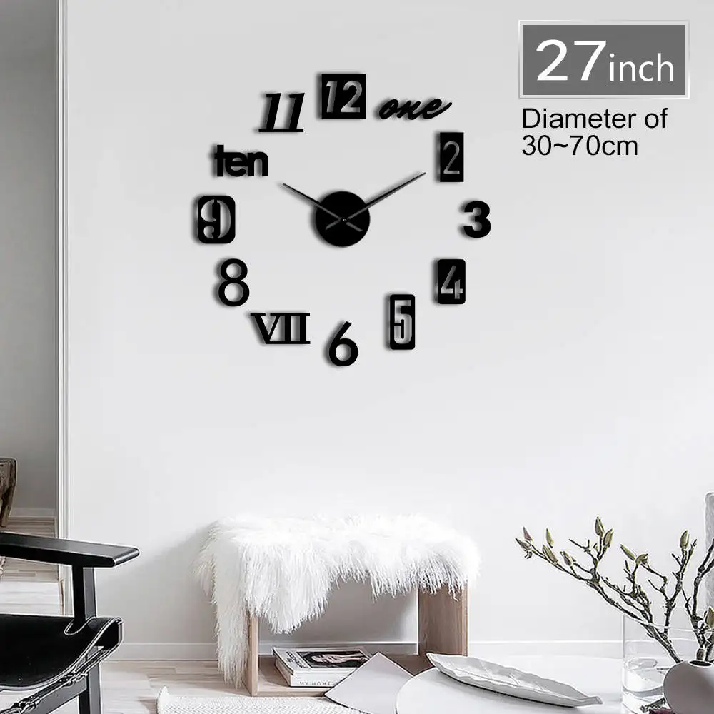 

Different Types of Numbers 3D DIY Mute Clock Watch Self Adhesive Fashion Home Kit Decoration Housewarming Gift Modern Wall Clock