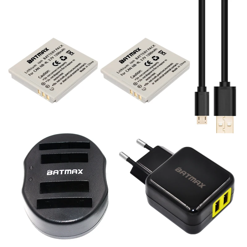2pcs NB 4L NB 4L Battery+USB Dual 4 Port Charger for Canon 50 80 75 100