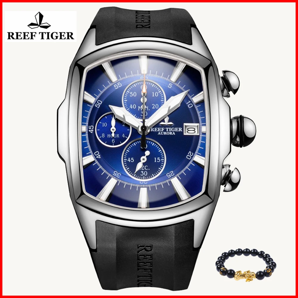 

Reef Tiger/RT Sport Men Watches Chronograph Waterproof Blue Dial Mens Mechanical Automatic Diver Watch Relogio Masculino 2019