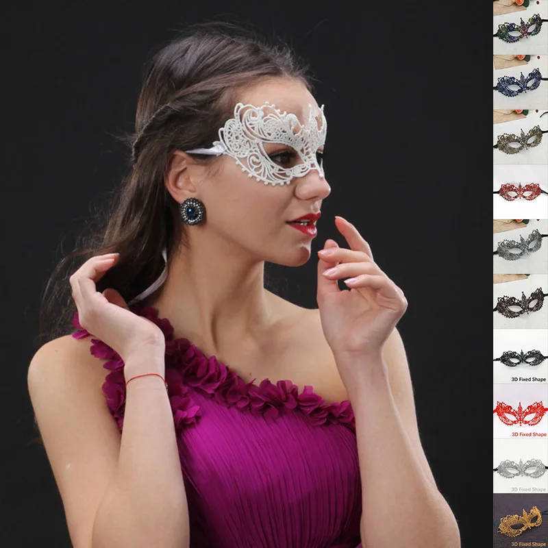 

2018 New Ladies Sexy Lace Masquerade Mask for Carnival Halloween Ball Masquerade Hollow Out Half Face Party Masks #30