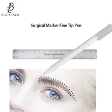 Biomaser 1 набор, хирургический маркер для кожи, маркер для бровей, ручка для татуировки, маркер для кожи с измерительной линейкой, инструмент для позиционирования микроблейдинга