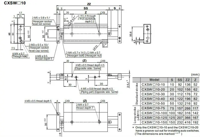 CXSM10* 30 CXSM10* 50 CXSM10* 75 двойной ось цилиндр двойного стержень цилиндр SMC Тип CXSM серии CXSM10-30 CXSM10-50 CXSM10-75