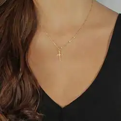 Лето 2018 г. цвет серебристый, золотой цвет ожерелье с крестом небольшой талисман крест религиозные украшения