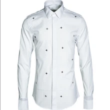 Новая мода лето металлический крест мужской коммерческий рубашка с длинными рукавами тонкая Повседневная рубашка певица костюмы
