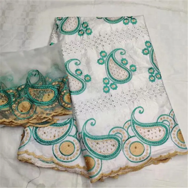 

African bazin riche brode lace fabric 2019 hot sale style tissu women cotton lace latest bazin brode fabric 5+2 yard-BYE30