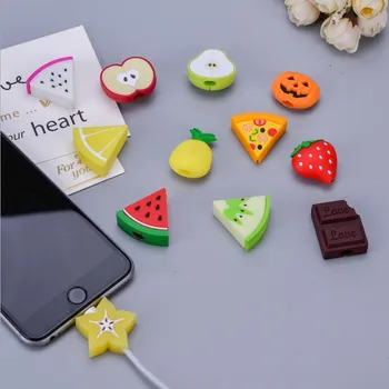 

Fruit Silicone Bite Cable Protector For iPhone 8 Charger USB Wire Cord Winder Sleeve Coque Organizer Cover