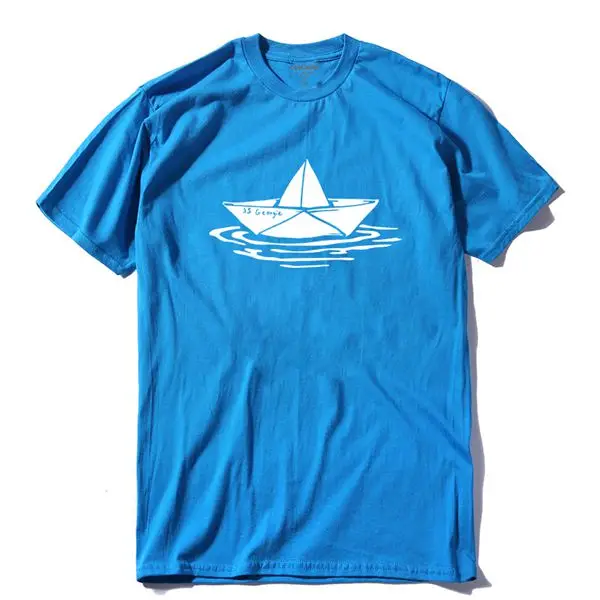 COOLMIND QI0247A Повседневная хлопковая крутая Мужская футболка с принтом лодки, летняя мужская футболка с коротким рукавом, уличная Мужская футболка, топ, футболки - Цвет: QI0247A-BSL