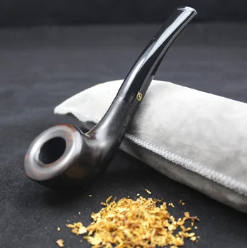 

16 Tools Elegant Smoking Pipe Set Handmade Natural Black Tobacco Ebony Wood Smoking Pipe 9mm Filters + Pouch + Holder 536y