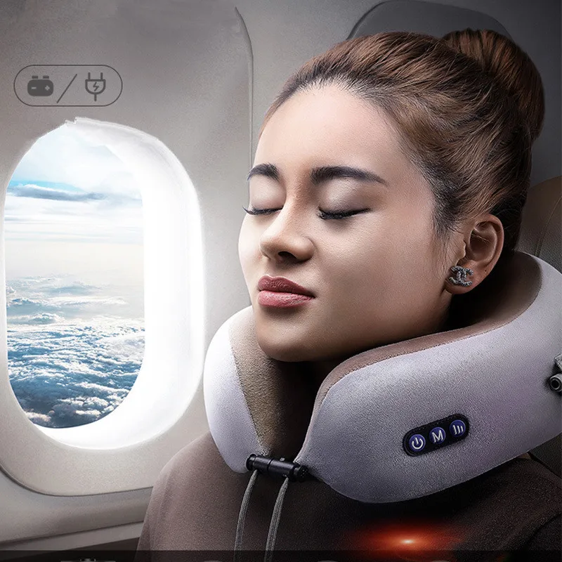Multi-function Electric U Shape Kneading Neck Massager Vibrating Neck Massage Pillow Cervical Treatment Magnet Therapy Pulse