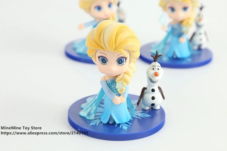 ZXZ Frozen Princess Elsa 8cm 3pcs/set Action Q version Figure Model Anime Mini Decoration PVC Collection Figurine Toys model
