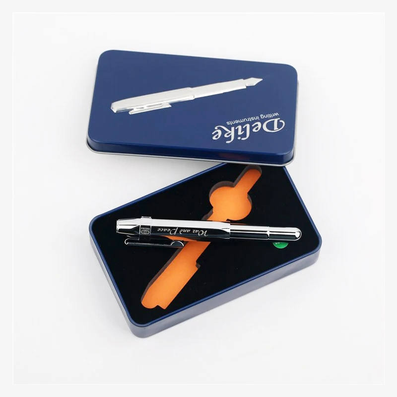 

Delike Alpha Retro Full Copper Short Pocket Fountian Pen Silver Clip 0.38mm EF Nib Bullet Design Ink Pens with An Original Box