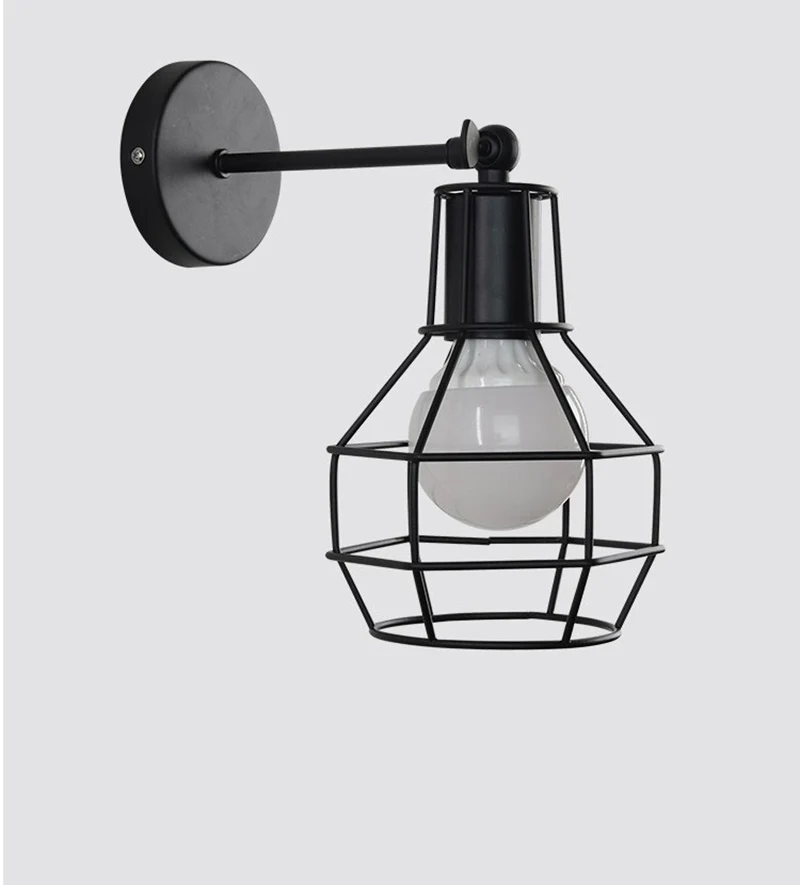 Vintage American E27 LED Wall Lamp Iron Cage Wall Lights Restaurant Corridor Balcony Retro Indoor Home Decor Lighting Fixture (5)