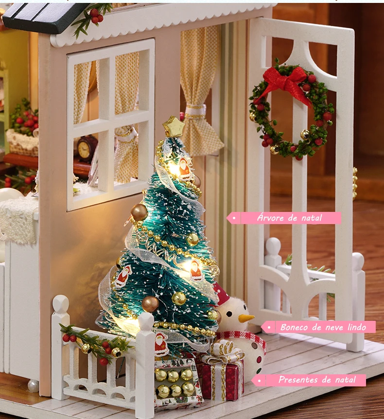 DIY Кукольный дом Миниатюрный Кукольный домик с деревянная мебель для дома Miniaturas игрушки для детей год рождество дом подарок Z