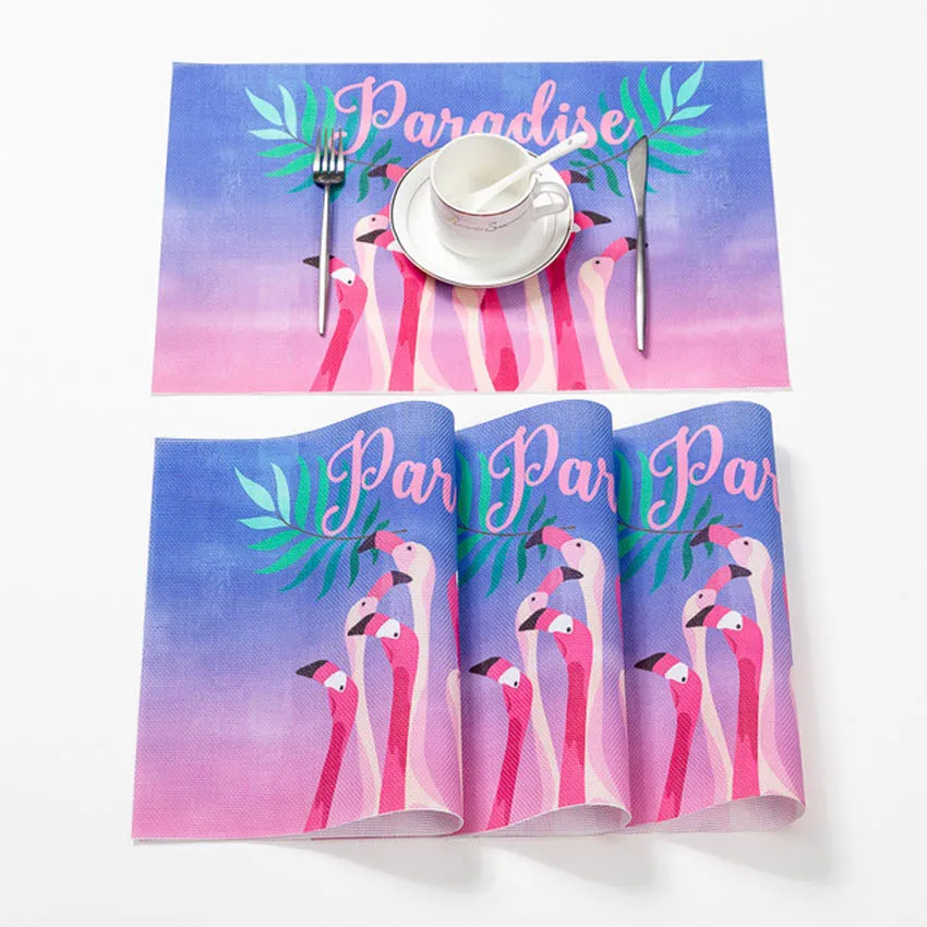 

Nordic flamingo Table Mat Non-slip Adiabatic Painting Placemats Modern Easter PVC Can Be Washed Coffee Table Pad Restaurant