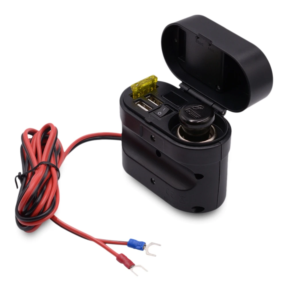 VicTsing Motorcycle Cigarette Lighter Voltmeter Time Display Waterproof 12V Dual USB Charger Motorcycle Cigarette Lighter        (8)