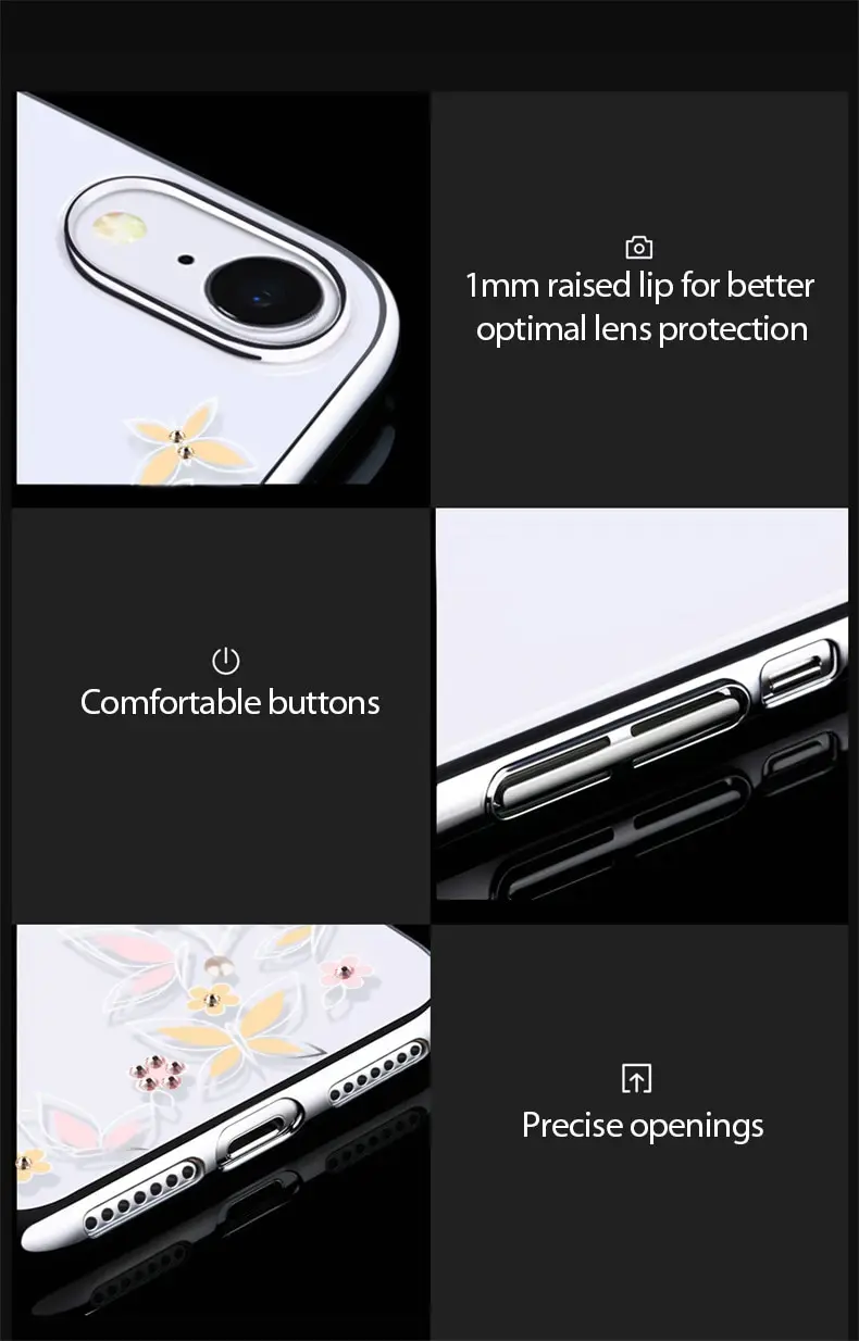 KINGXBAR Luxury Diamond Case for iPhone XR Case Flower Pattern Plating Plastic Hard Coque for iPhone XR Cover Crystal Swarovki   (11)