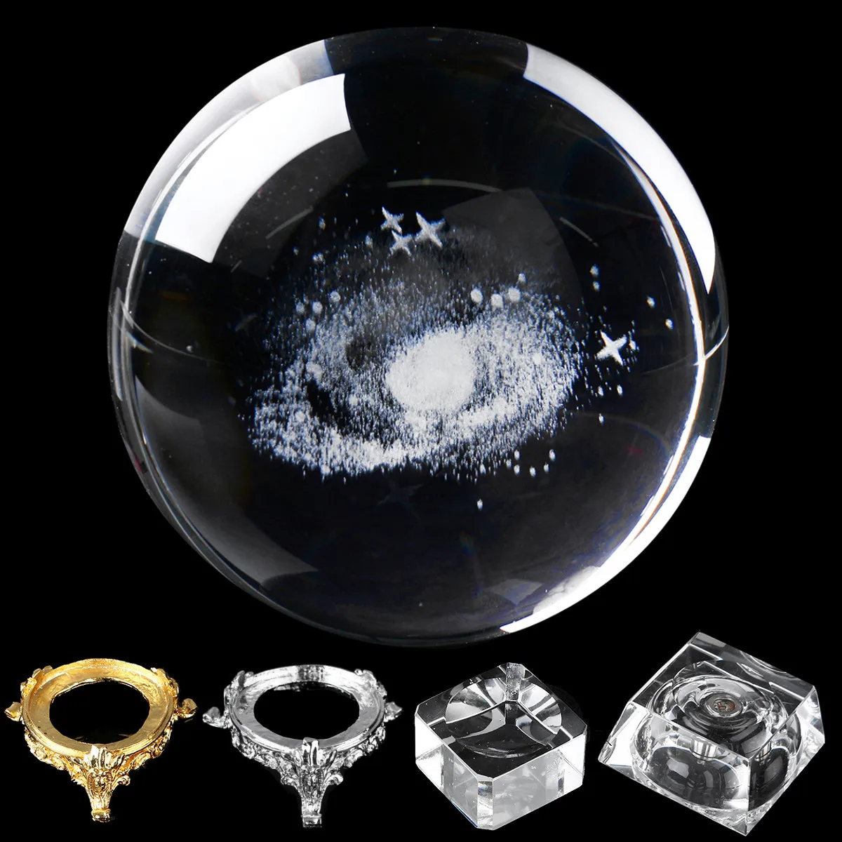

8CM Laser Engraved Quartz Solar System Ball 3D Miniature Planet Model LED Crystal Ball Sphere Globe Astrophile Home Decor New
