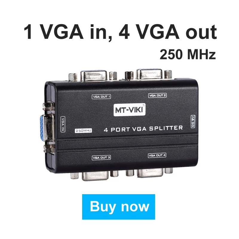 Видеосплиттер VGA с 4 портами 1x4 250 МГц|vga video splitter|vga videovga splitter |