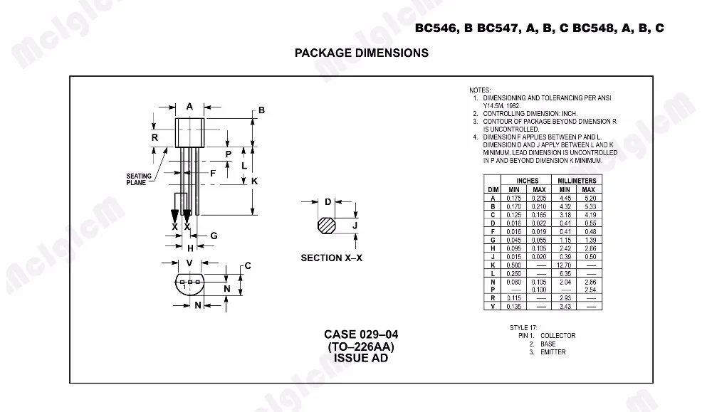 MCIGICM 100 шт BC548 0.1A 30V NPN in-line полупроводниковый Триод TO-92