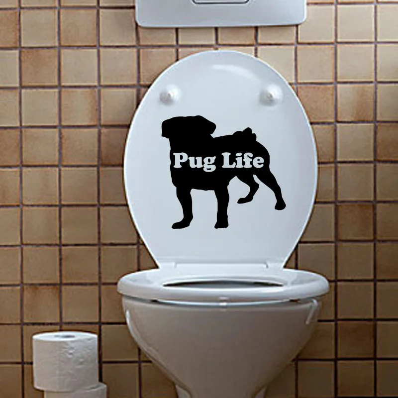 YOJA 21 2*19 3 см Pug Life наклейки для унитаза собачников щенок домашний Декор стены