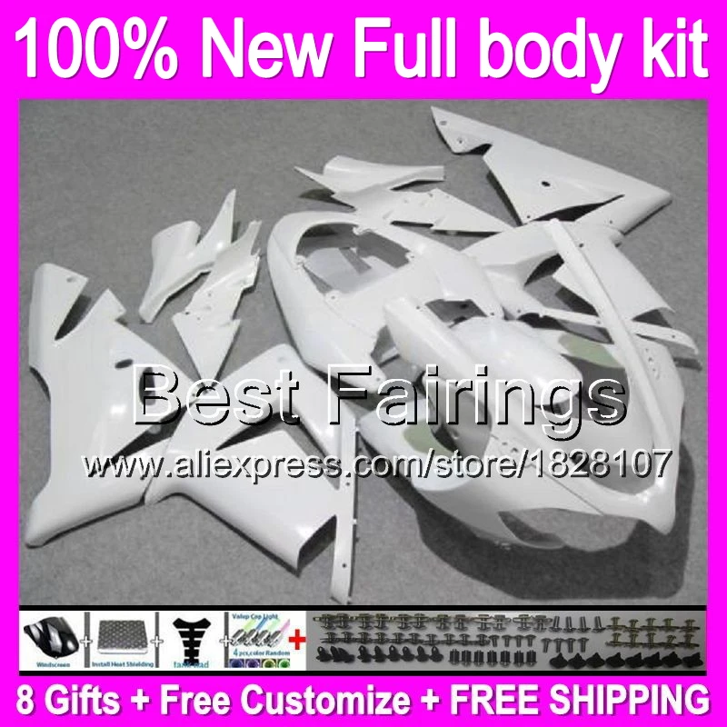 

Fairing ALL White + For KAWASAKI ZX-10R NINJA 2004 2005 Body 8B42 Glossy white ZX 10R ZX 10 R ZX10R 04-05 04 05 +decal Body