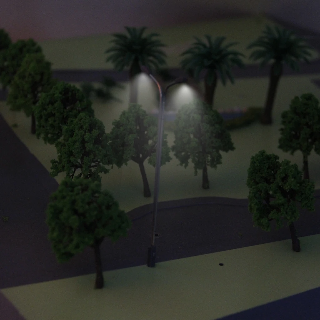 10pcs HO Model Train Railway Street Lights Dual Heads Lamppost Diorama Scenery Accessory 11cm 1:100