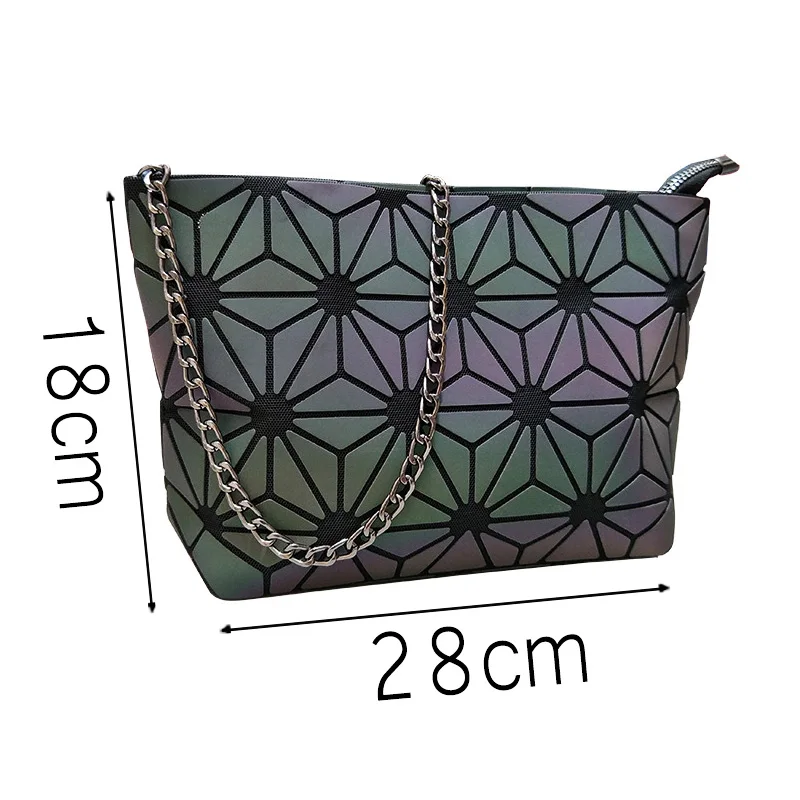 PU геометрические сумки Алмазная сумка женская сумка через плечо Лазерная простая Складная Женская сумочка светящиеся сумки для женщин
