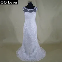 QQ Lover Vestido De Noiva Mermaid Wedding Dress 2017 Cap sleeve Button Court Train Lace and Applique Bridal Dresses Gowns