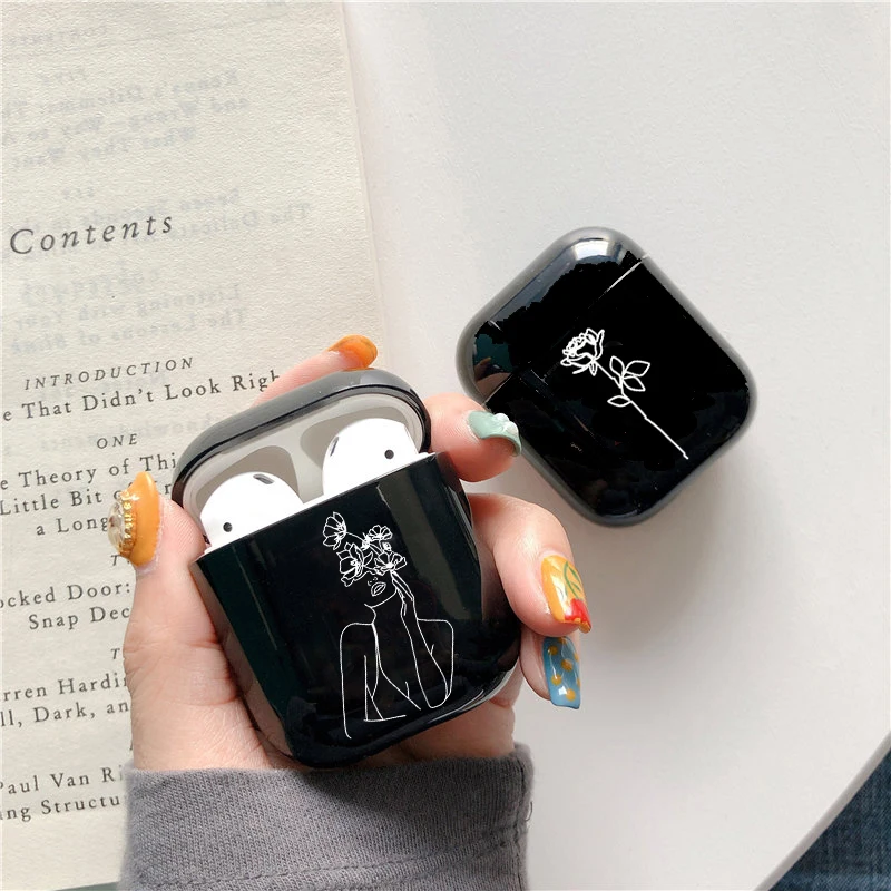 Милый чехол для Apple airpods с рисунком граффити цветы розы Bluetooth наушников Airpods черный