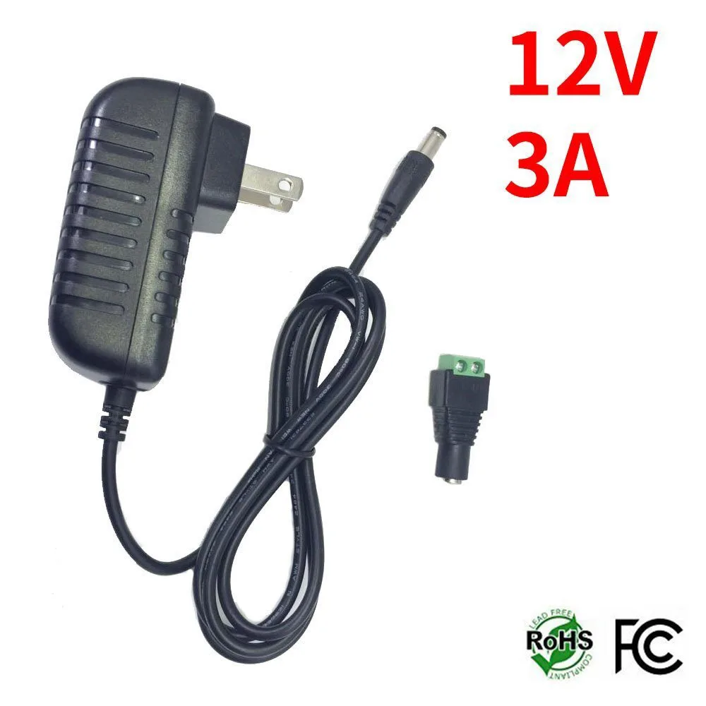 

Free Shipping AC/DC Adapter 3A 36W Wall Mounted AC100-240V to DC12V Adapter with DC Female Connector to Screw
