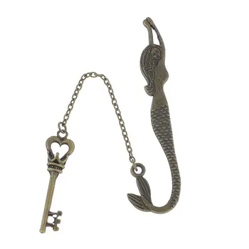 

Bronze Tone Metal Key Mermaid Shaped Pendent Page Tag Bookmark