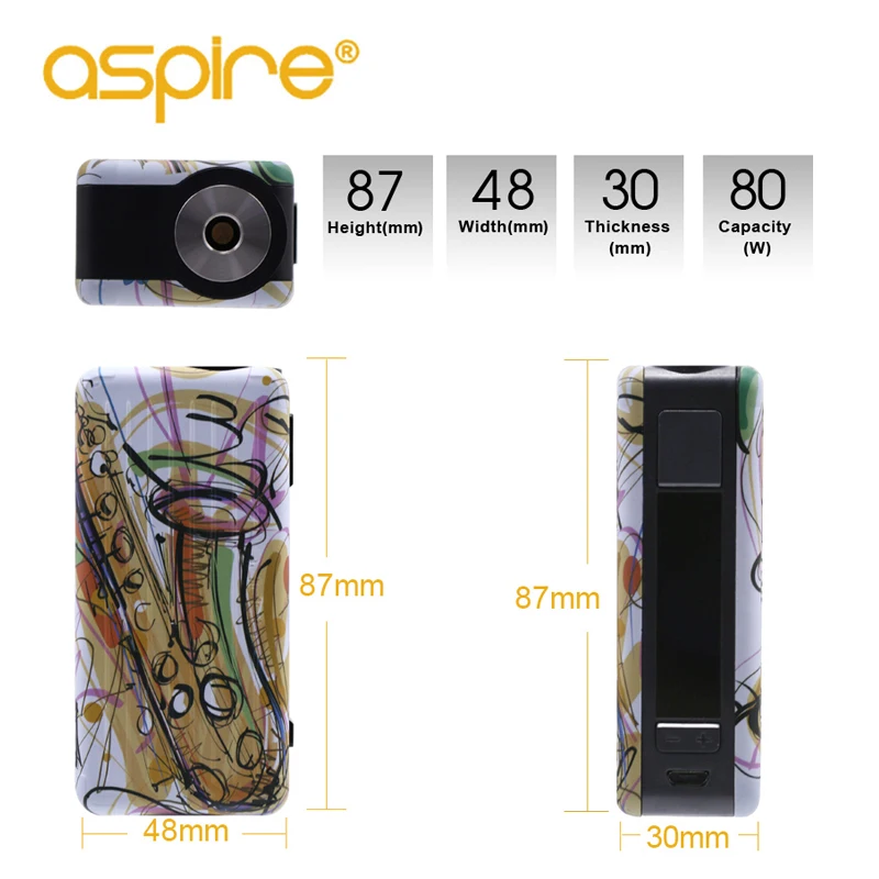 Günstige Vape Mod Aspire Puxos 80w Box Mod Unterstützung 21700 20700 18650 Batterie Vaporizador Elektronische Zigarette Vapeador für puxos Kit