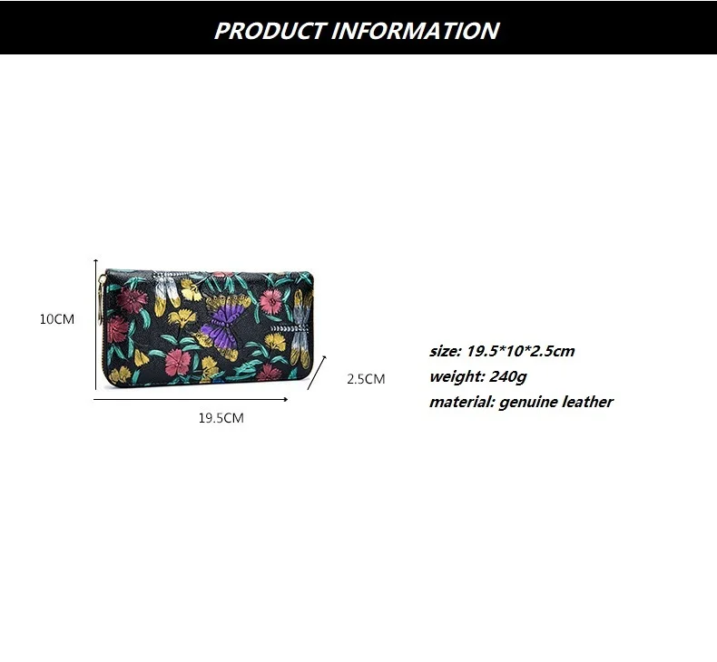 Тисненый Цветочный кошелек женский длинный дизайн леди накладка клатч кошелек из натуральной коровьей кожи Женский держатель для карт кошельки Портмоне