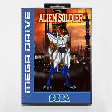 Alien Soldier 16 bit MD card with Retail box for Sega MegaDrive Video Game console system