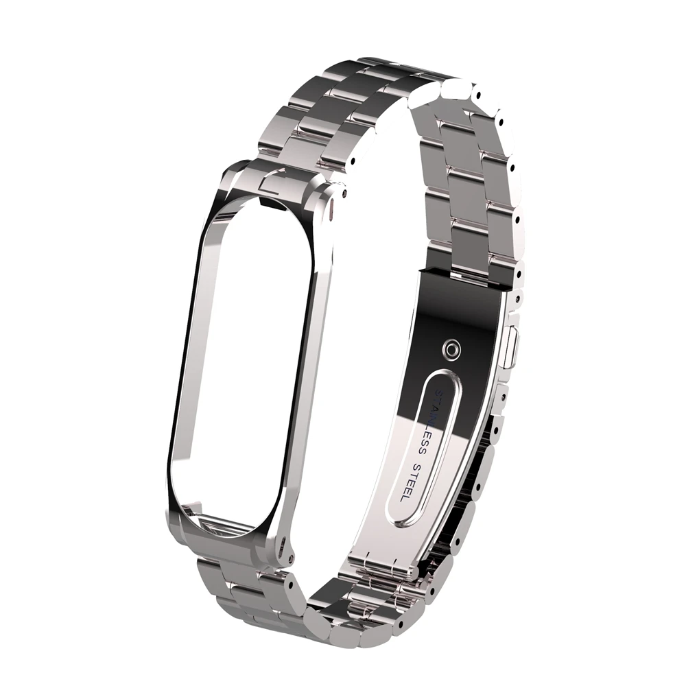 Metal strap for Xiaomi band 4 Smart bracelet Sport Stainless steel wrist strap For Mi band 4 Replacement Accessories Women Men - Цвет: Silver metal strap