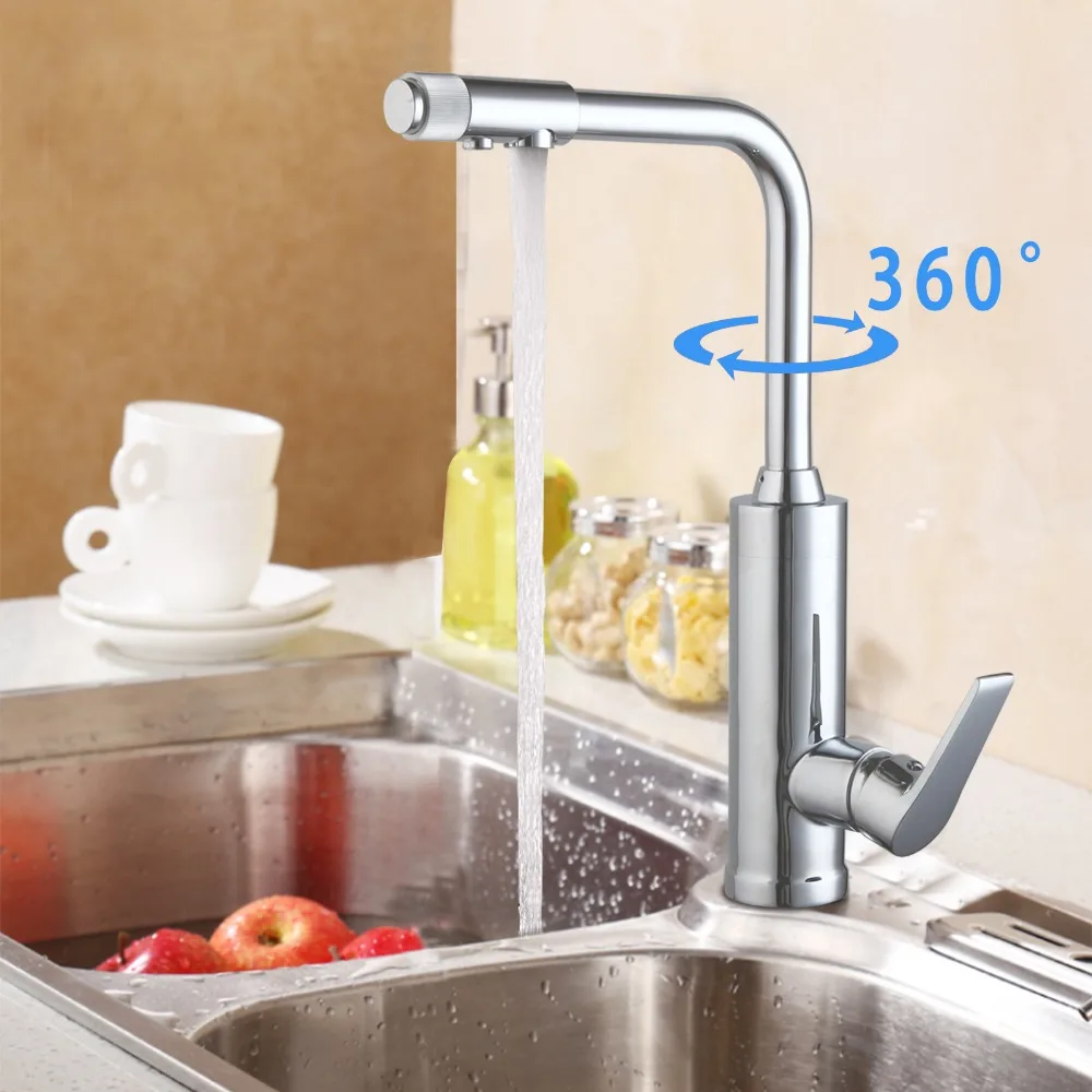 Brass Chrome Water purifier kitchen faucet 360 degree swivel kitchen sink Mixer tap vanity bathroom faucet