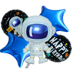 5 шт. наружный Космос астронавт ракета алюминиевый шарик для дня рождения круглый шар для мальчиков Дети День Рождения украшения поставки