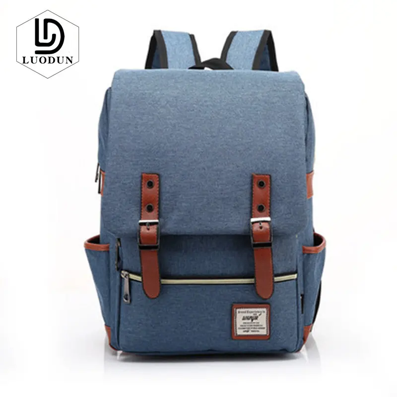 LUODUN, винтажные мужские и женские холщовые рюкзаки, школьные сумки для подростков, мальчиков и девочек, Большой Вместительный рюкзак для ноутбука, Повседневная модная сумка