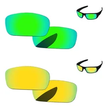 24 K золотой и Изумрудный зеленый 2 пары зеркальные поляризованные Сменные линзы для коленчатого вала Солнцезащитные очки Рамка UVA и UVB Защита