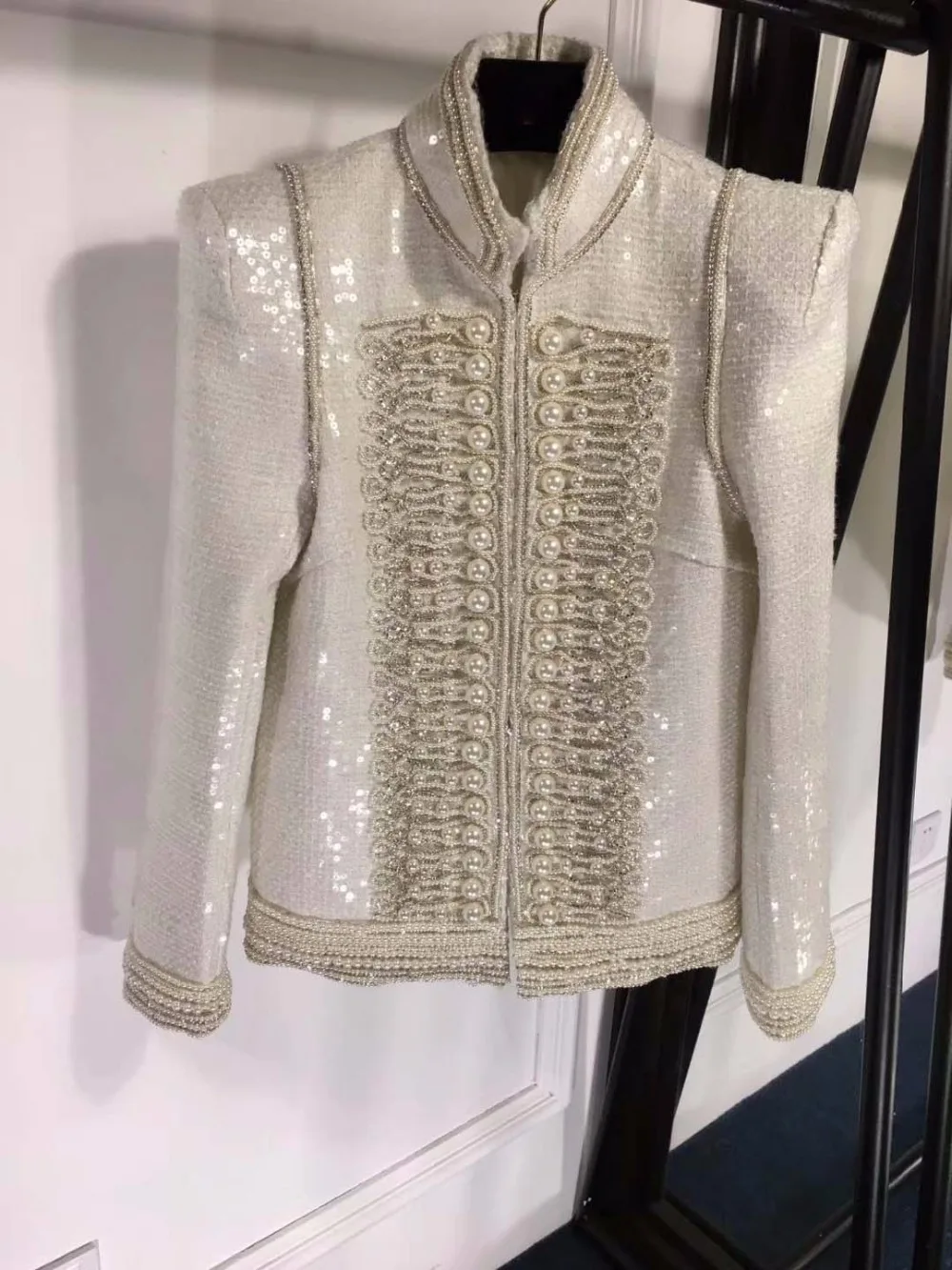 Роскошный Переделанный костюм пальто Высокое качество для знаменитостей стиль Женская куртка модное вышитое Блестящим Бисером abrigo mujer супер сексуальная одежда