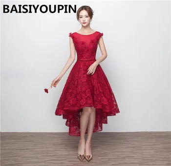 

Prom Dresses Pageant Dresses 2020 Vestidos Madre De La Novia Burgundy Lace High Low Evening Dresses