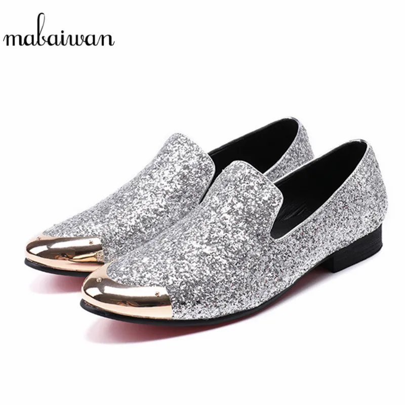 Mabaiwan Metal Toe Men Casual Shoes Handmade Slipper Loafers Breathable Wedding Dress Shoes Men Flats Free Shipping Plus 38-46 mabaiwan white men shoes handcrafted designer loafers smoking slipper wedding dress shoes men rivets party flats plus size 38 46
