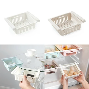 

Kitchen Refrigerator partition layer Fridge Freezer Space Saver Organizer Storage Rack Shelf Holder For Fresh drawer Shelving