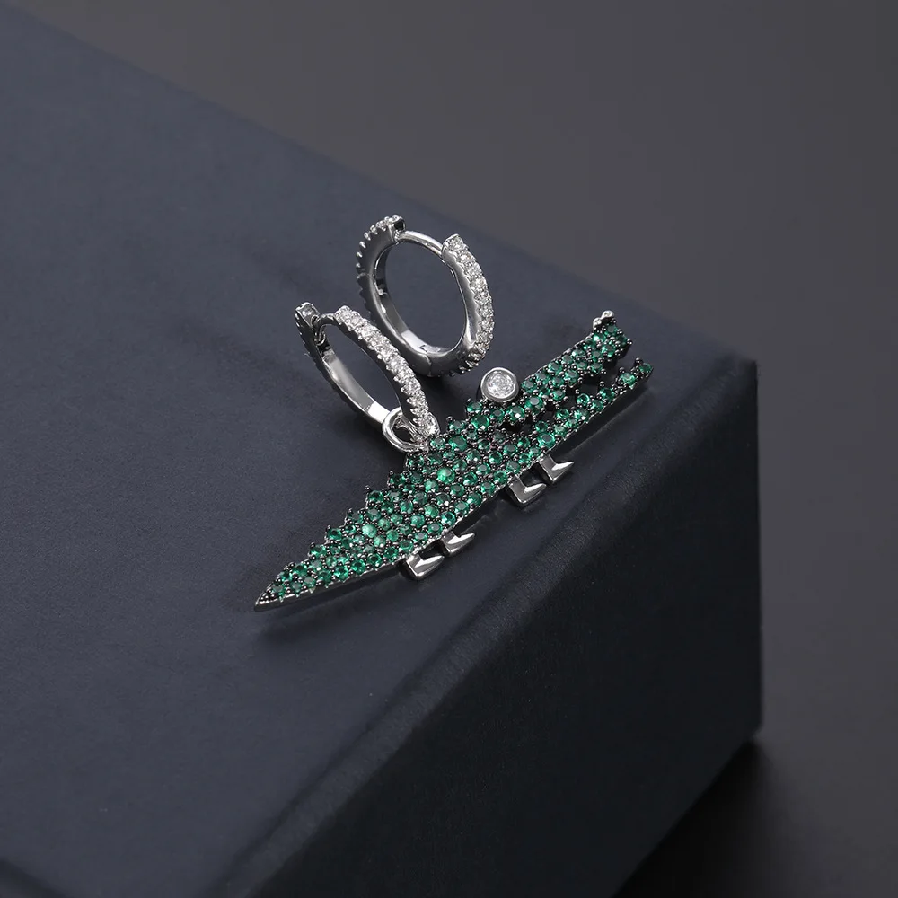 

New Crocodile Fashion Punk Crystal Big Earrings Green Animal Drop Dangle Earrings For Women Jewelry ZK40