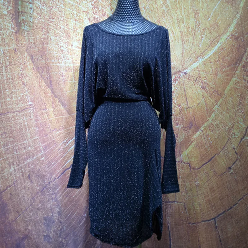 

2018 Latin Dance Dress Black Net Yarn Long Sleeve Women Cha Cha Salsa Samba Dancer Dancing Clothes Latin Practice Wear DNV10084