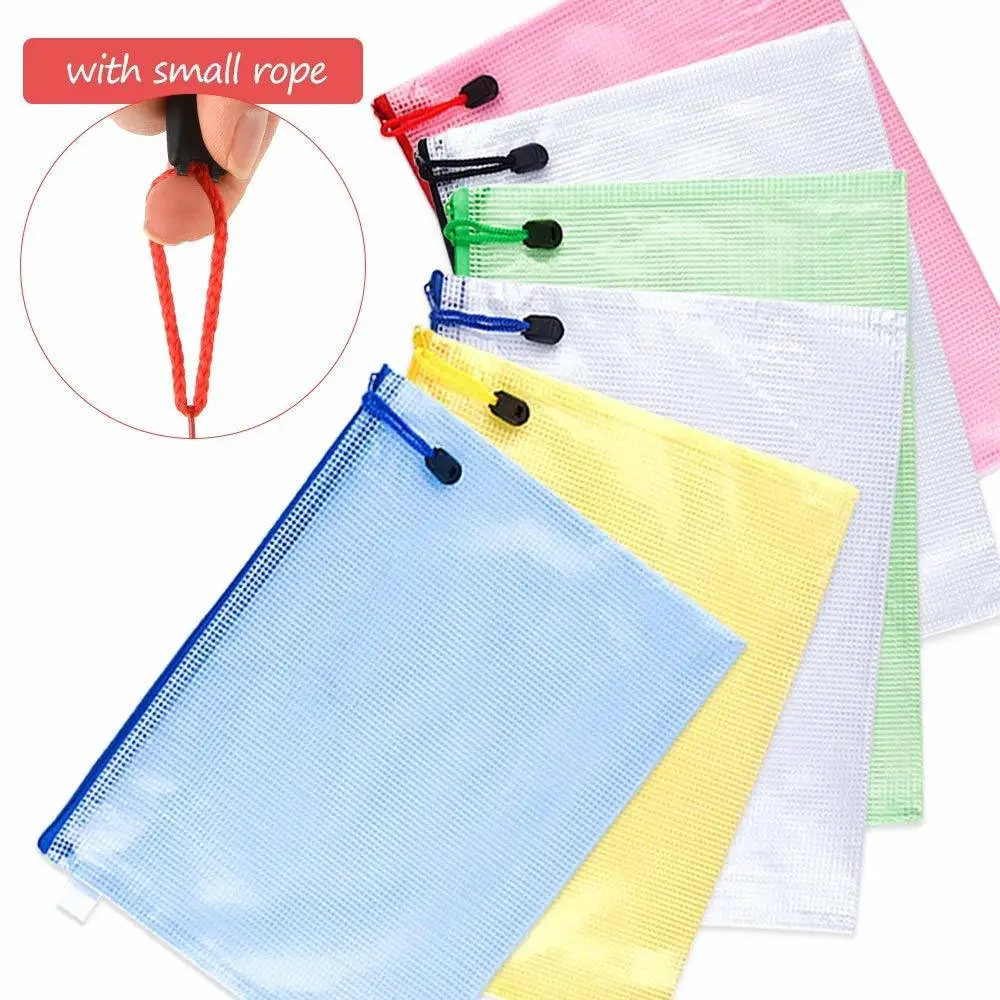 

12 Pieces A4 File Bags PVC Document Bag color random File Folder Stationery Organizer office Cosmetic Bills Storage