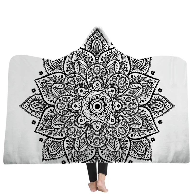 

Bohemian Hooded Blanket For Adults MandalaSoft Warm Wearable Blanket Fleece Microfiber Throw Blanket Winter Bed Throw